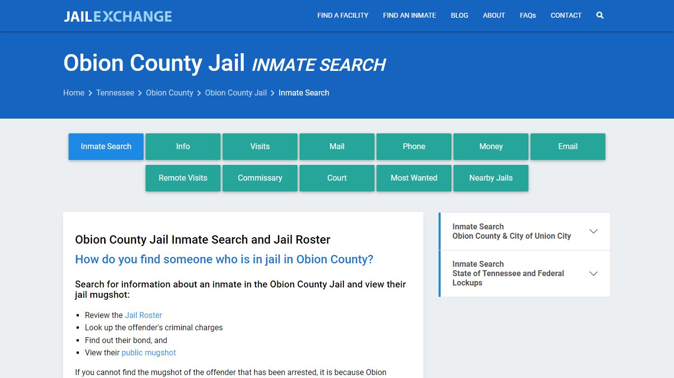 Inmate Search: Roster & Mugshots - Obion County Jail, TN - Jail Exchange